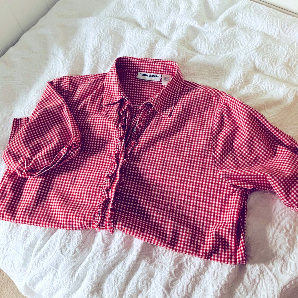 Cathy Daniels Red Gingham Casual Shirt